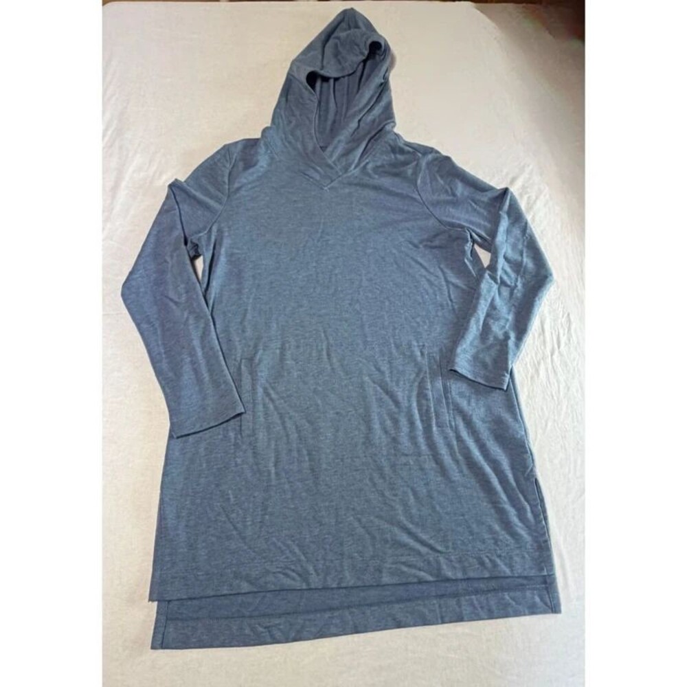 Pure Jill J.Jill Womens M Luxe Tencel Hooded Tunic Top Long Sleeve Hi Low Hem